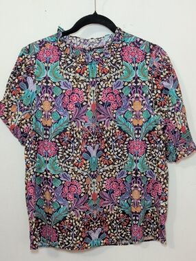 J. Crew Puff-sleeve Top in Liberty Elm House Floral Colorful 100% Cotton Size M